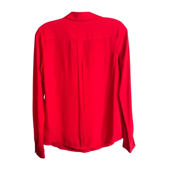 The Limited XS Womens Red Button-Up Blouse Roll-Tab Sleeves - Picture 2 of 6